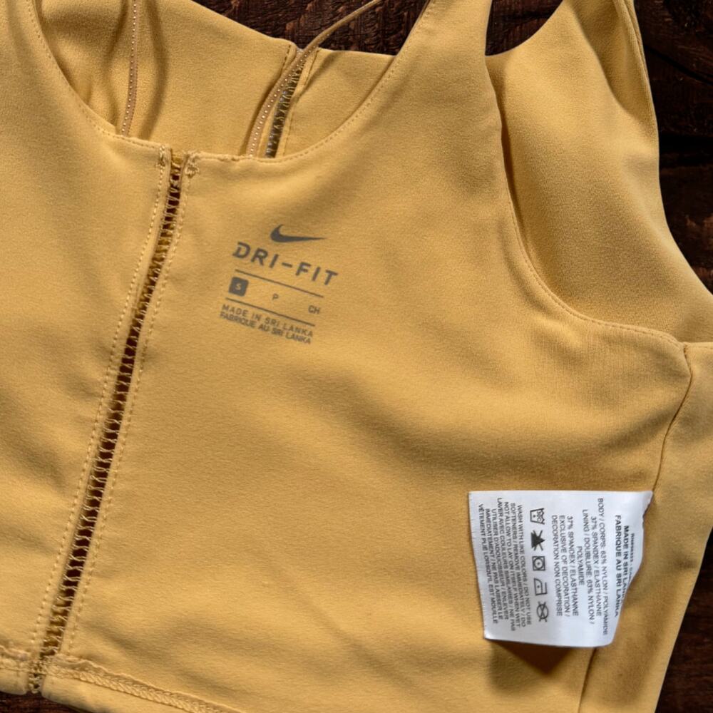 Nike Women's Luxe Cropped Yoga Ladder Stitch Double Strap Tank Top Yellow Small - Picture 5 of 8